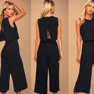 Lulus Glam-bition Black Backless Midi Jumpsuit